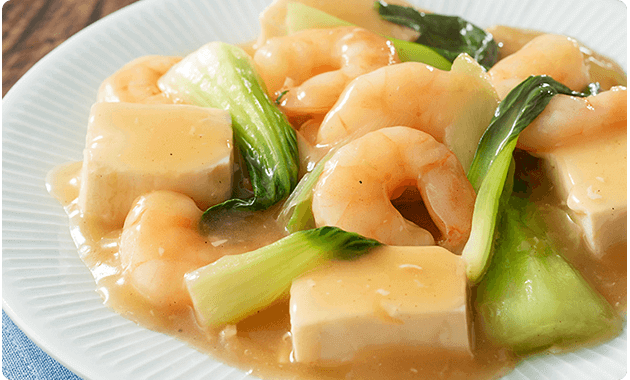 中華風うま塩ソース～海老と豆腐のうま塩あんかけ